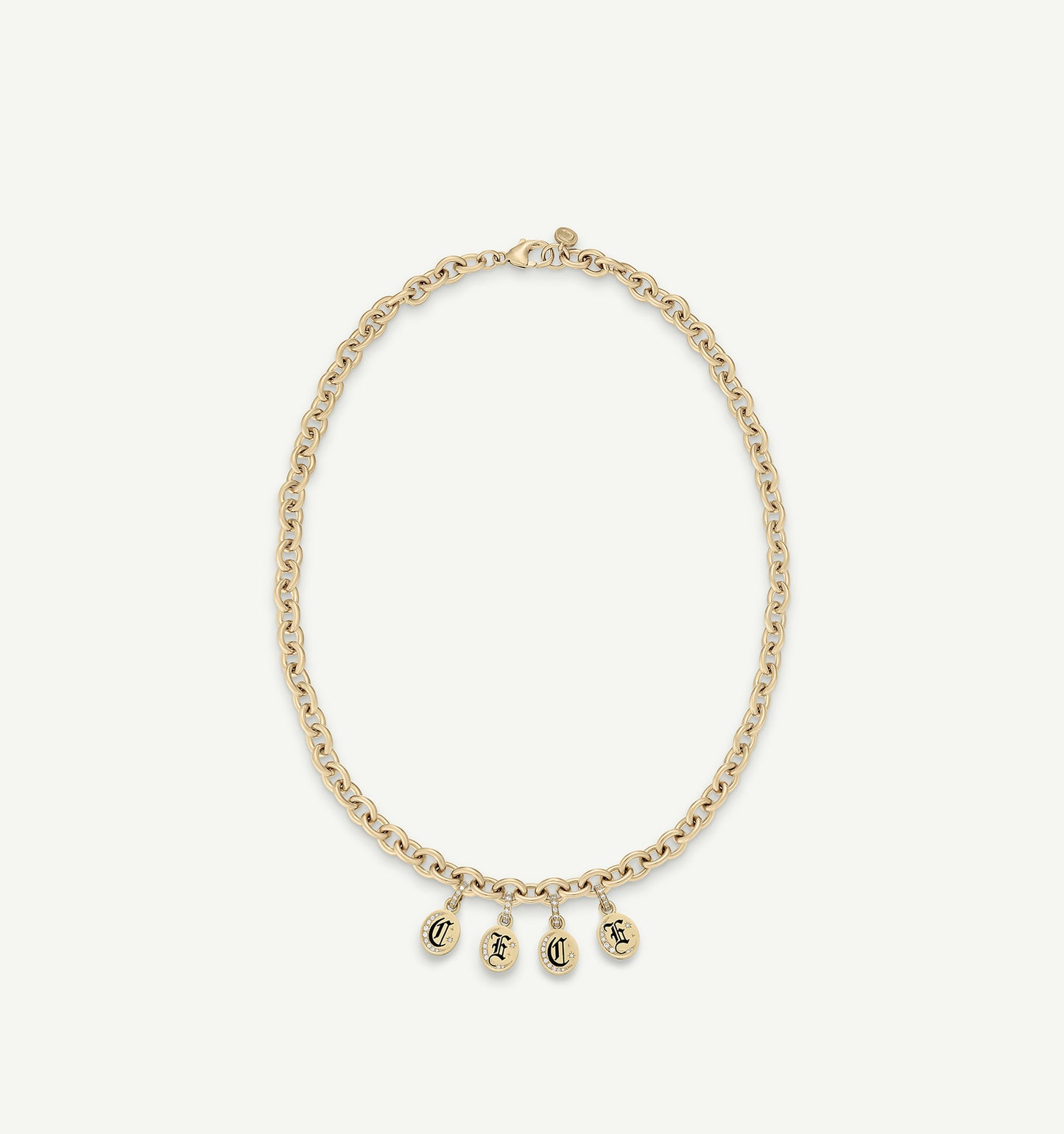 Old English Chunky Gothic Lettering Necklace