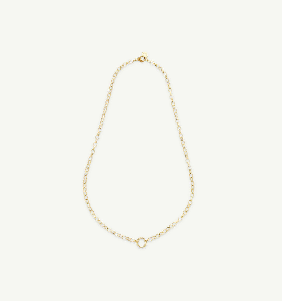 Oval Belcher Chain With Diamond Loop