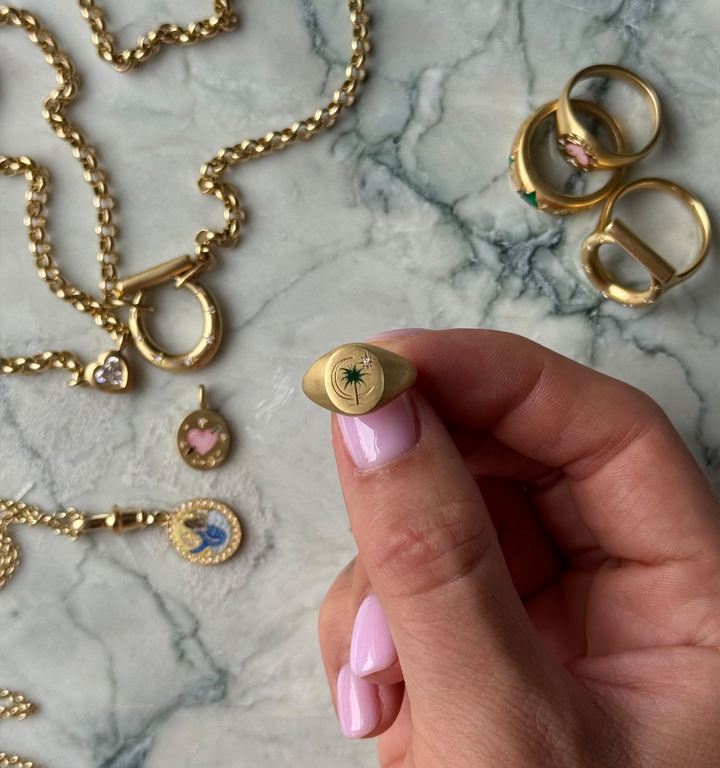 The Palm & Moon Ring