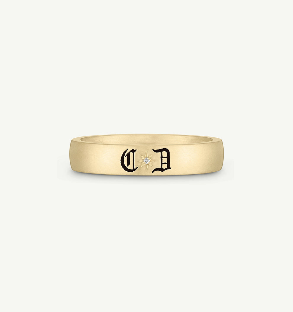 Old English Custom Gothic Letter Ring