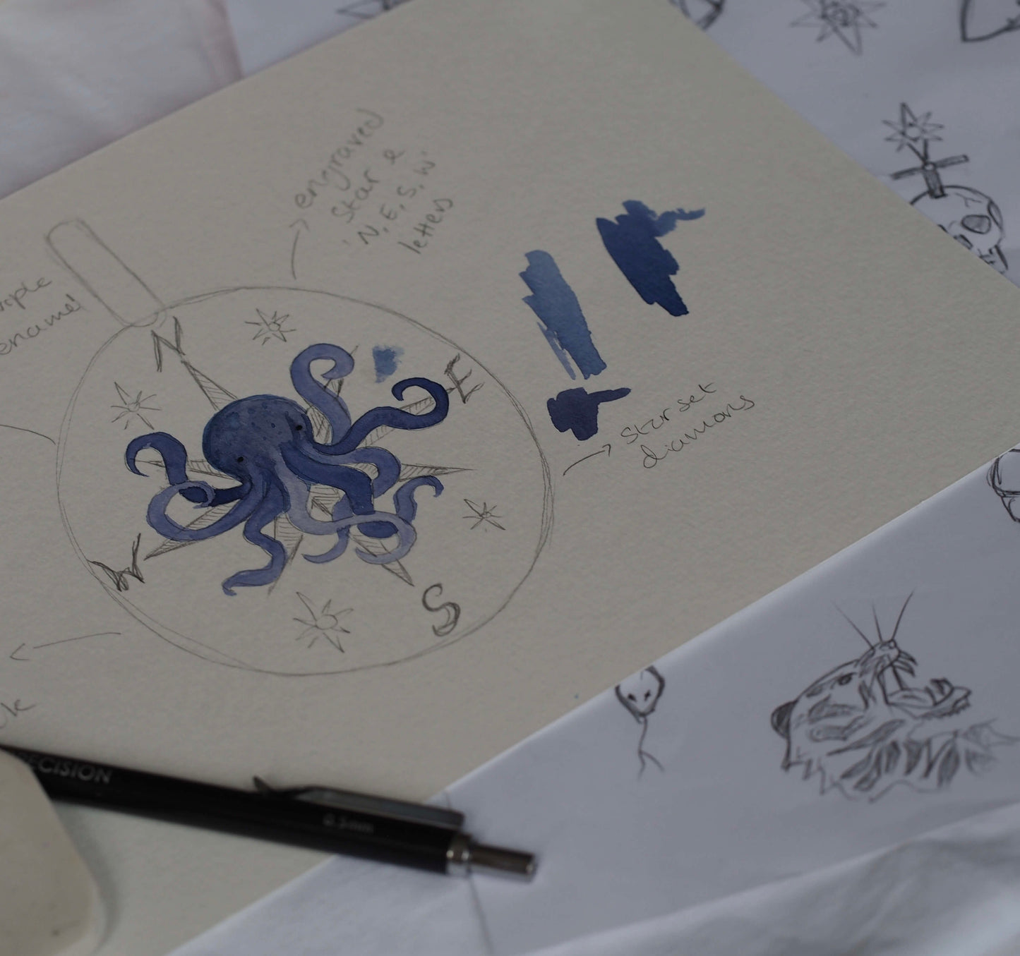 Octopus & Compass Pendant