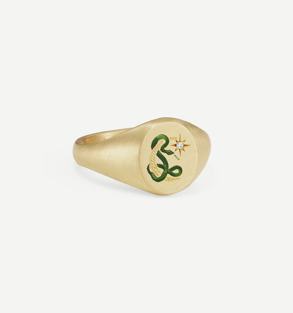 Snake & Moon Ring