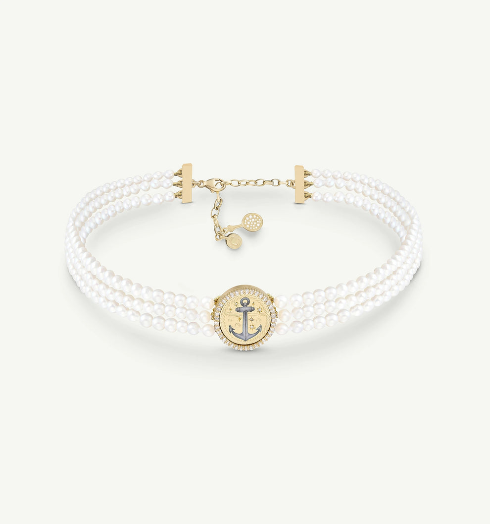 Anchor Pearl Choker