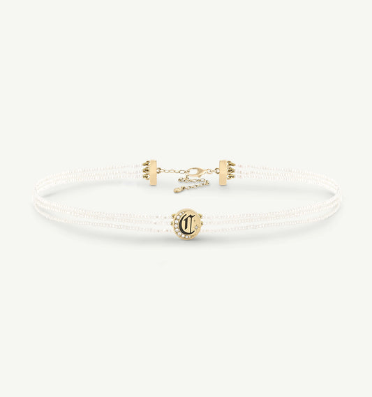 Old English Initial Pearl Choker