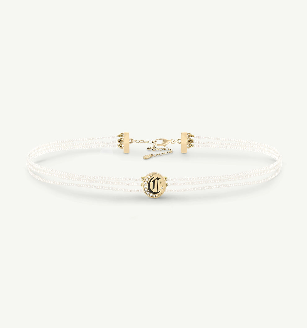 Old English Initial Pearl Choker