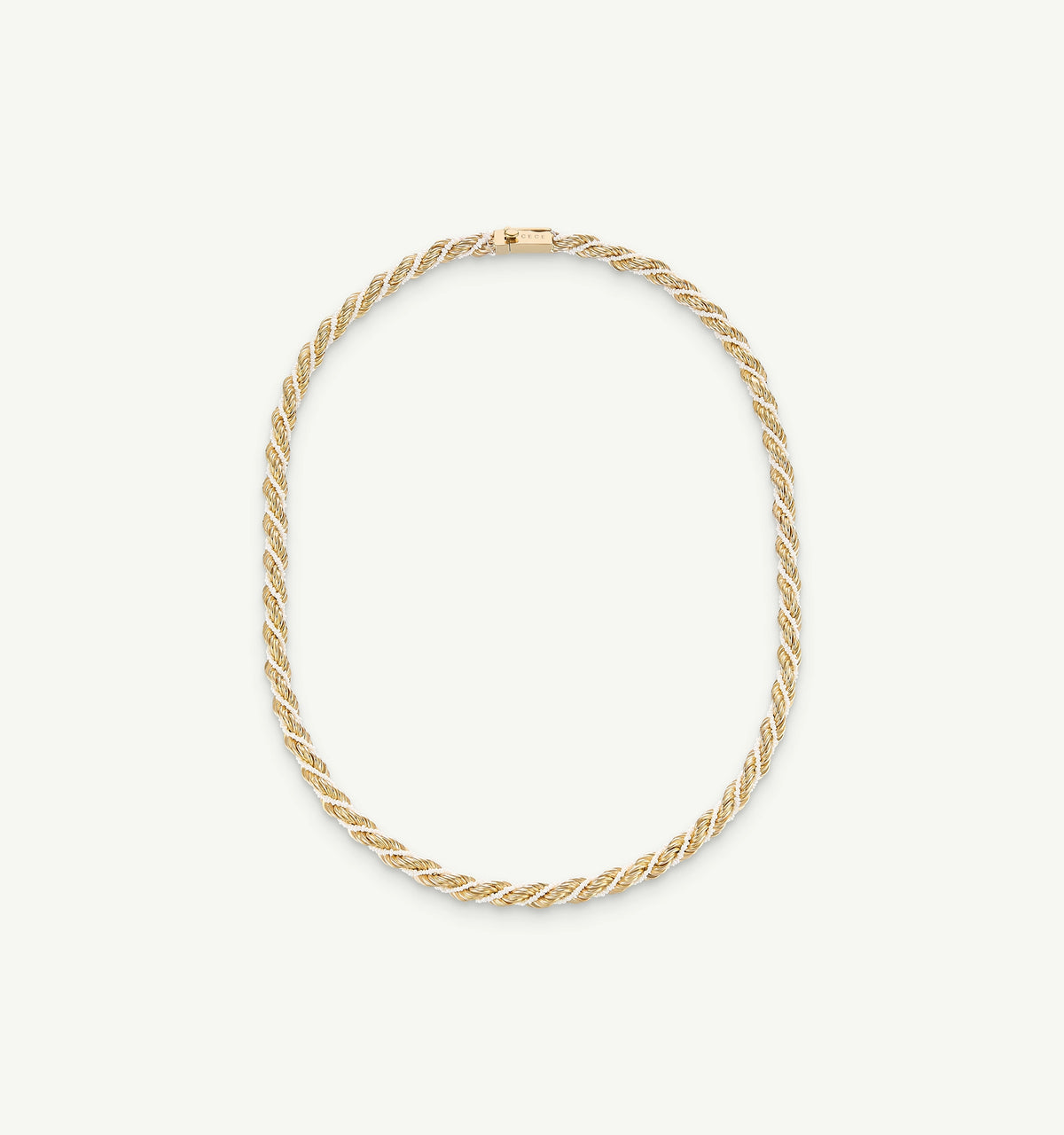 Gold twisted rope necklace with a secure clasp.