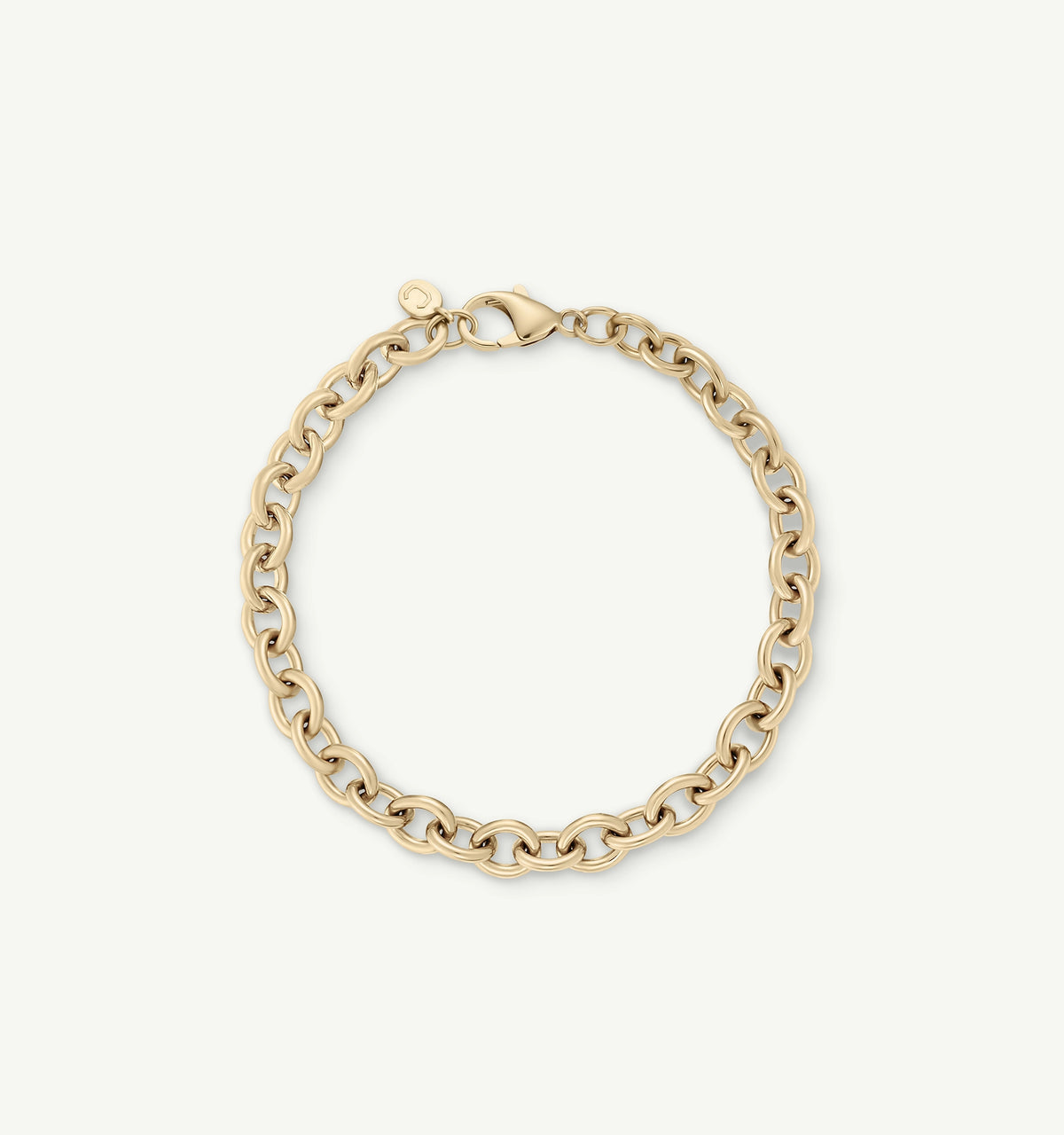 Gold chain bracelet with interlocking links and a secure lobster clasp.