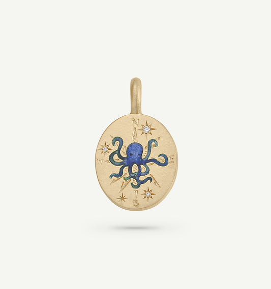 Octopus & Compass Charm