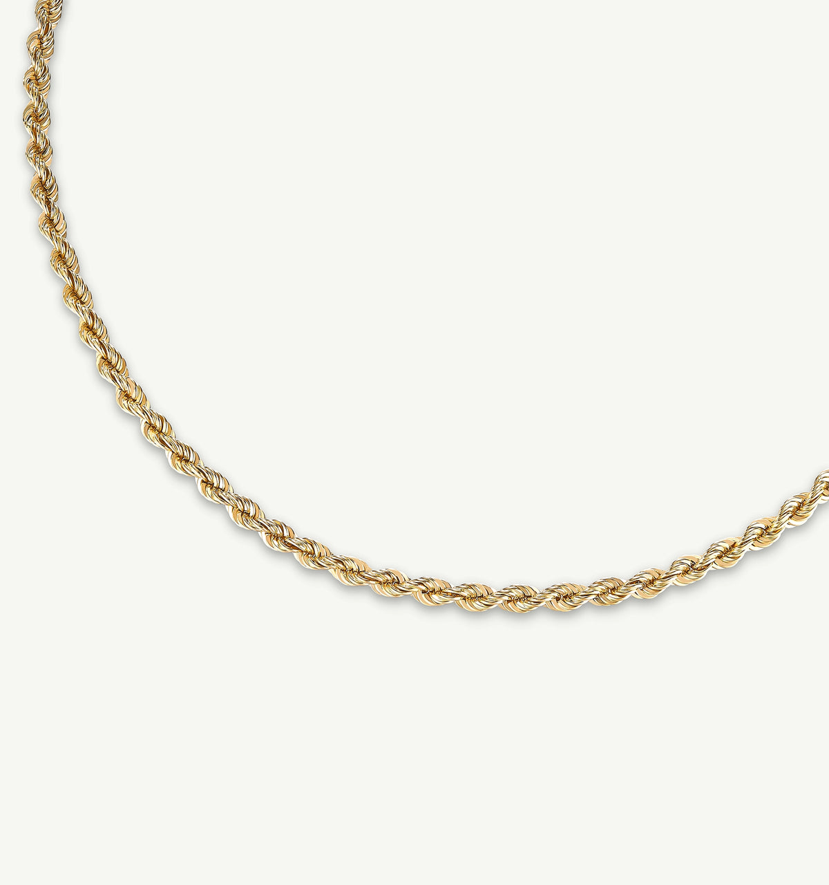 Gold twisted chain necklace with a smooth finish.
