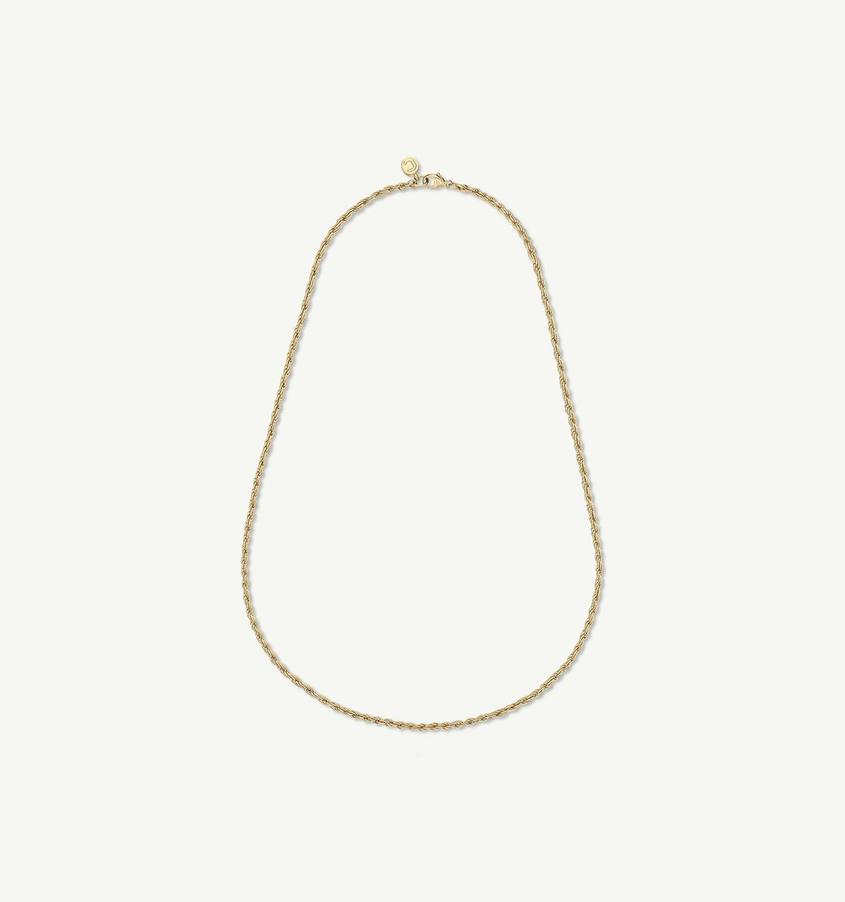 Gold twisted rope necklace with a secure clasp.