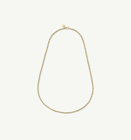 Gold twisted rope necklace with a secure clasp.