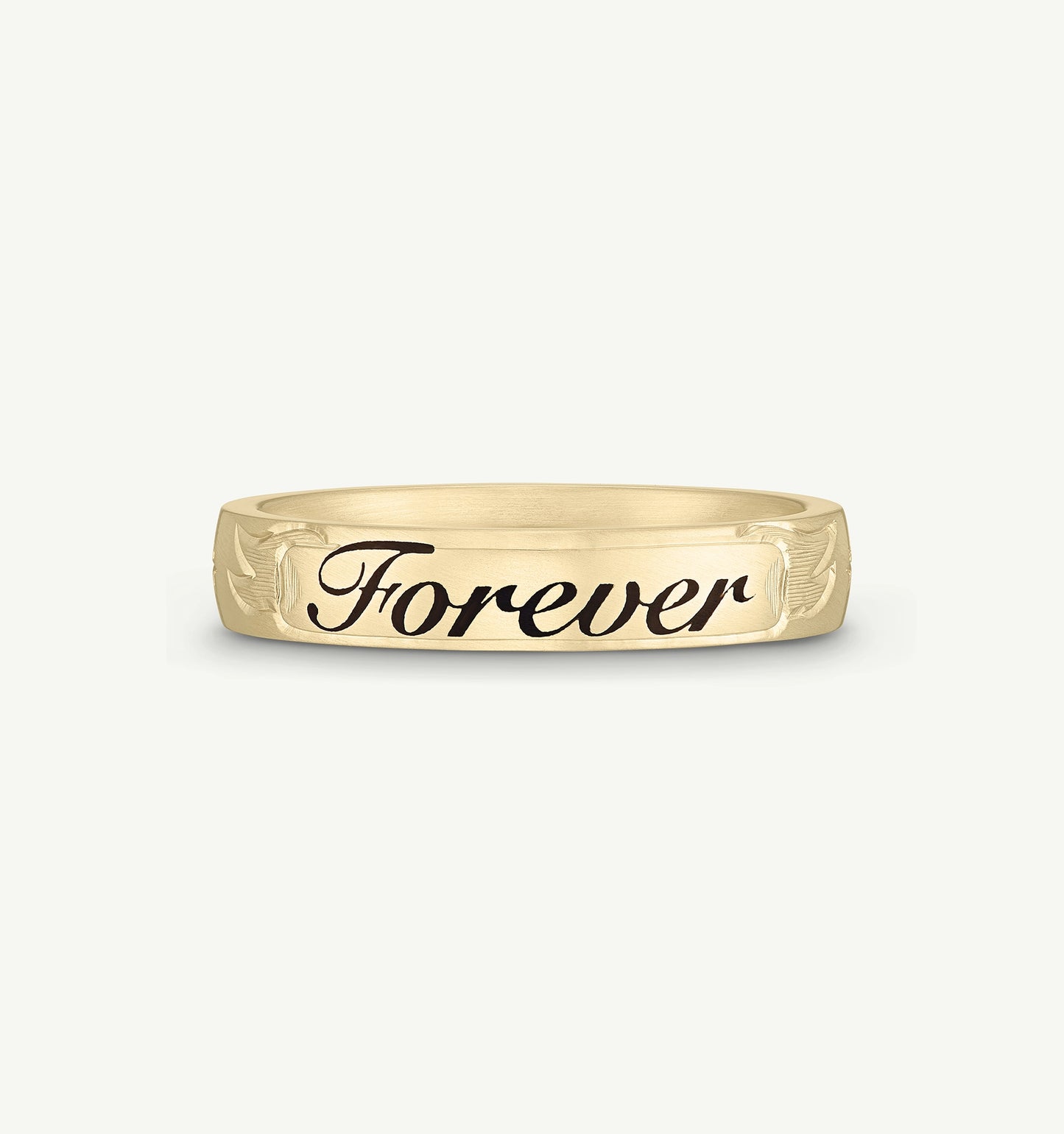 Old English Custom Script Band Ring