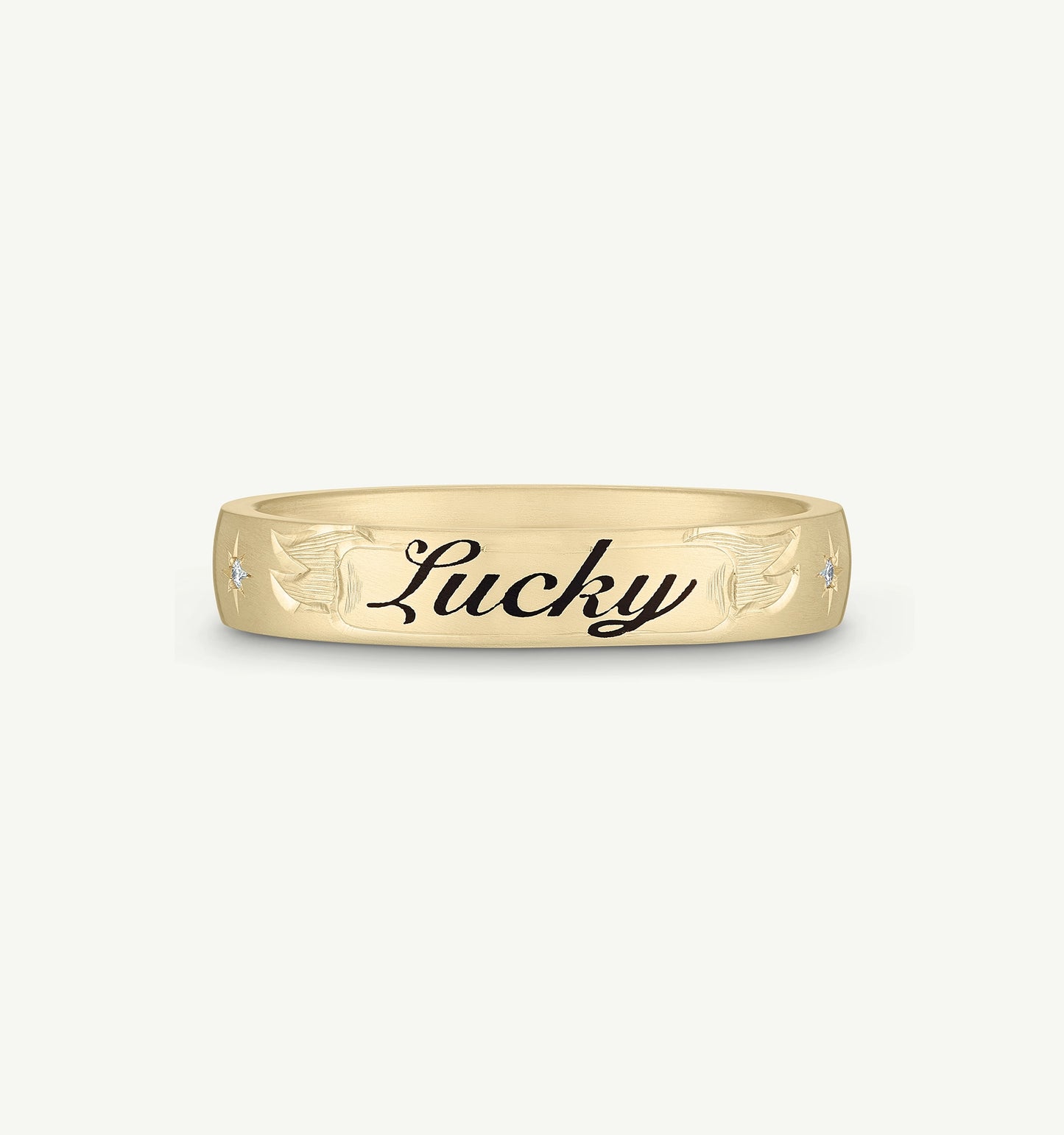 Old English Custom Script Band Ring