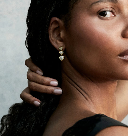 Heart Of Gold Diamond Drop Earrings