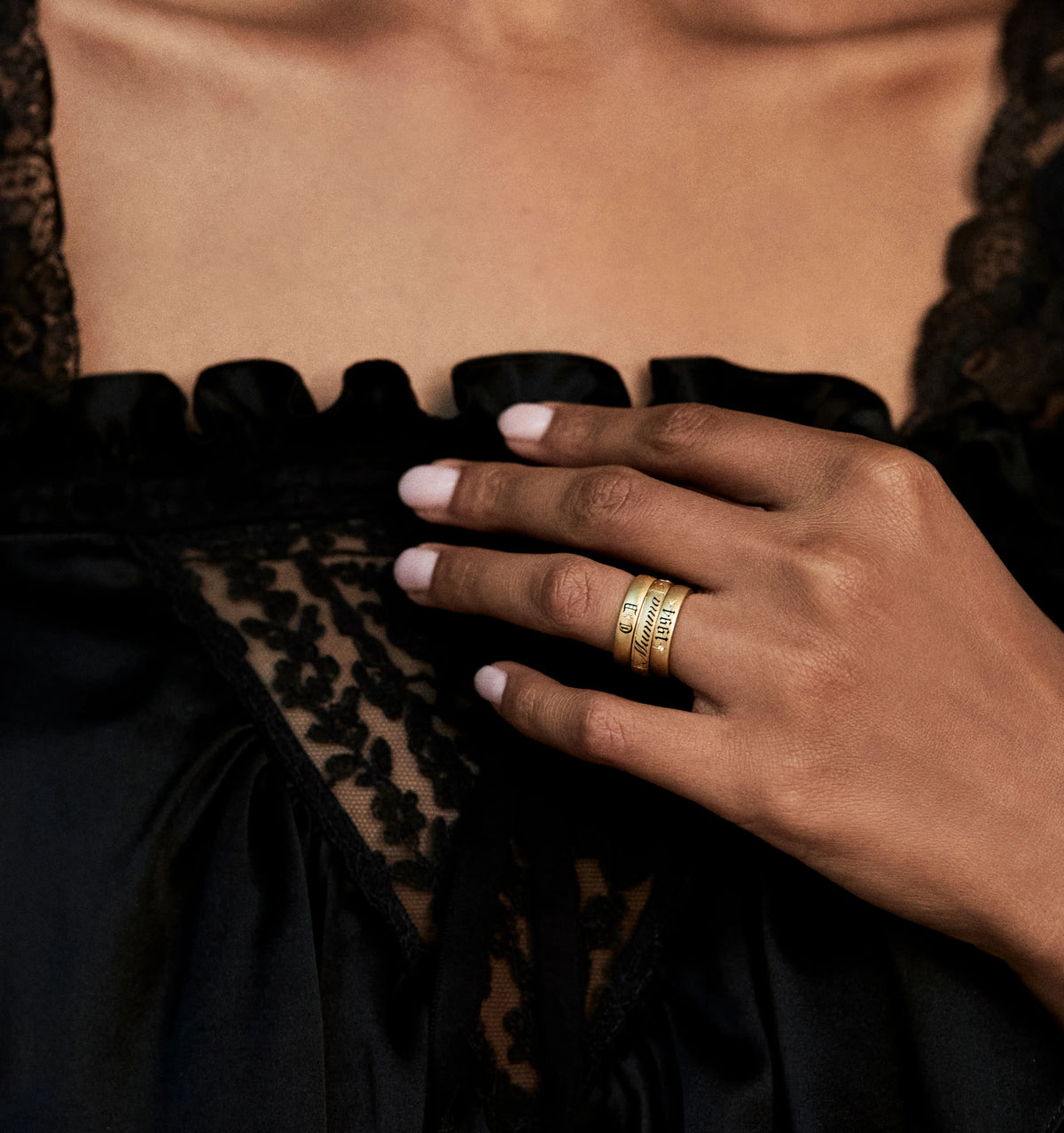 Old English Custom Script Ring