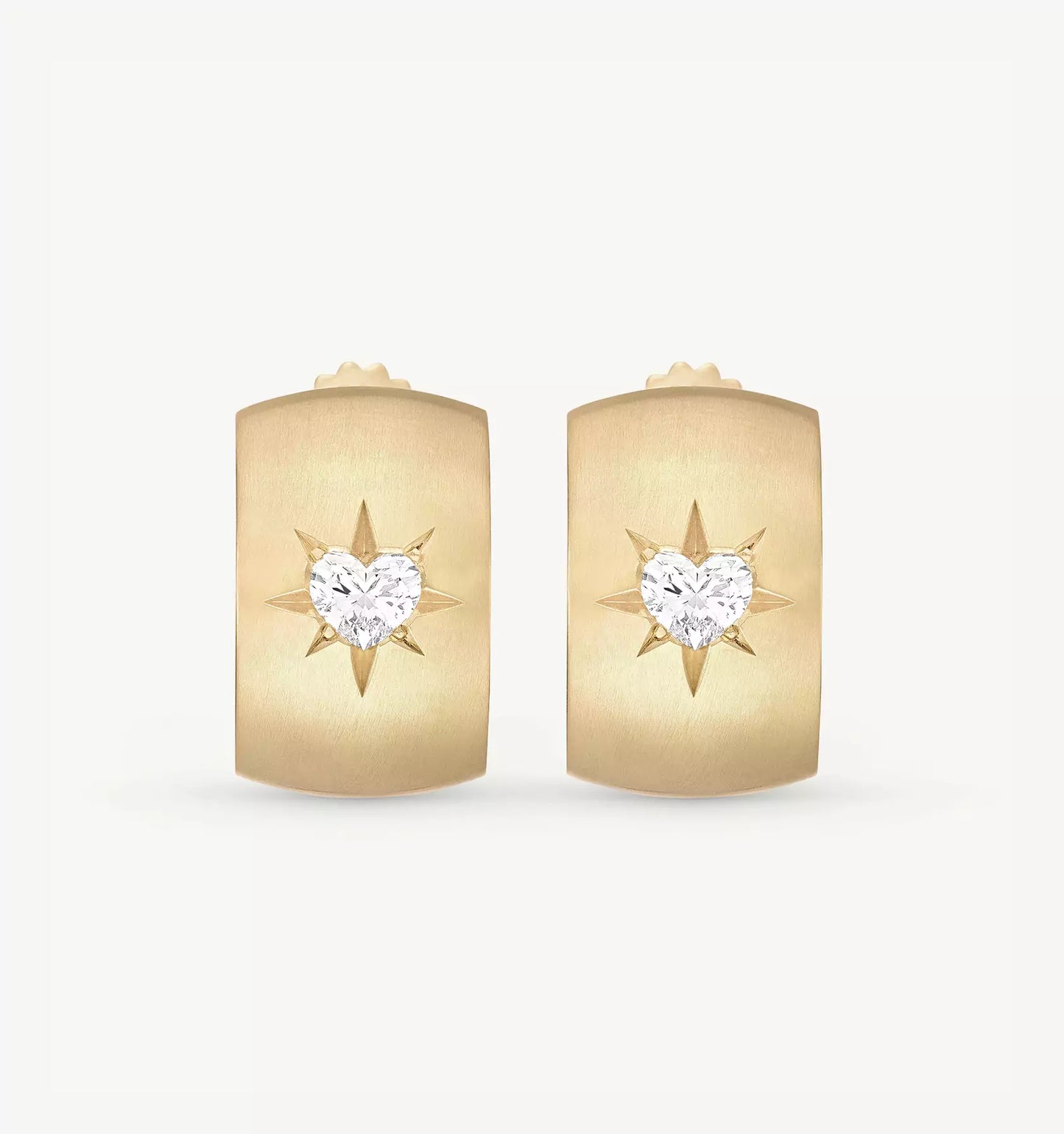 Heart Of Gold Diamond Hoops