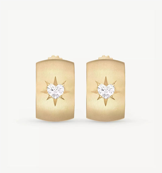 Heart Of Gold Diamond Hoops
