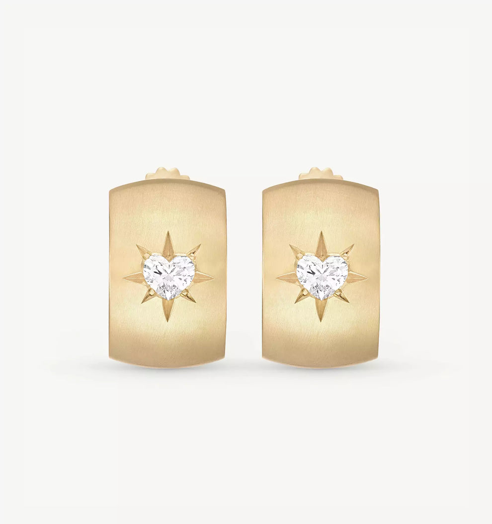 Heart Of Gold Diamond Hoops