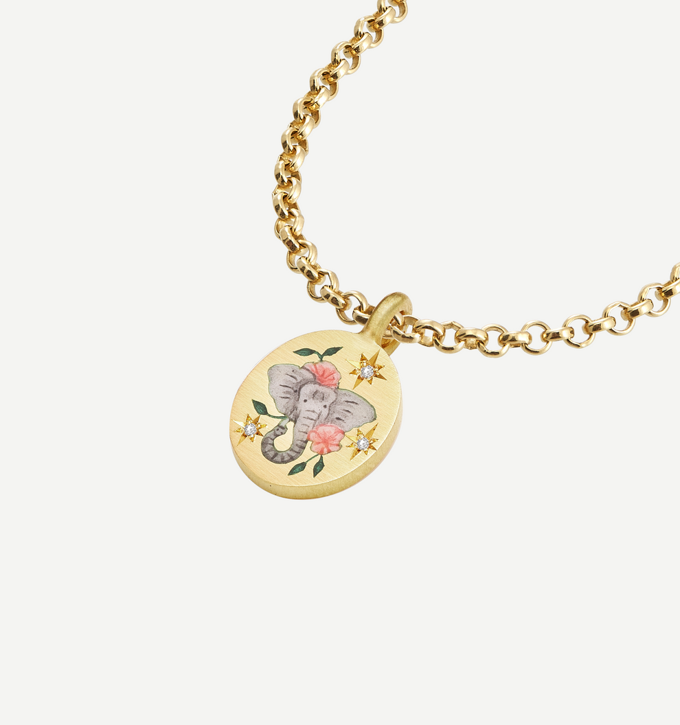 The Elephant & Camellia Pendant